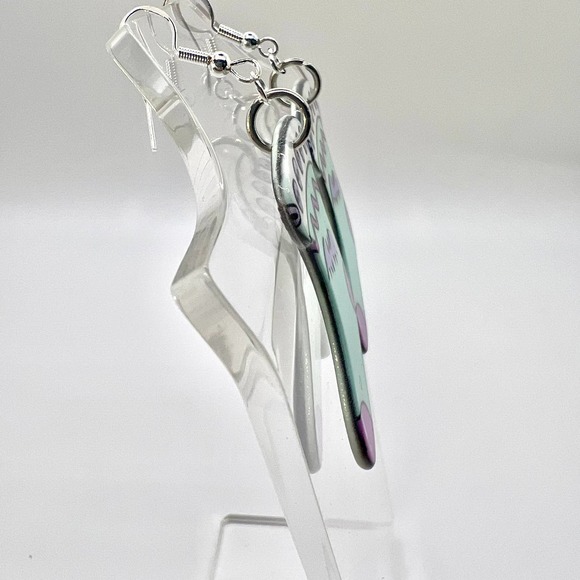 Christmas Earrings - Pastel Blue Halloween Themed Christmas Stocking Earrings - Picture 5 of 7